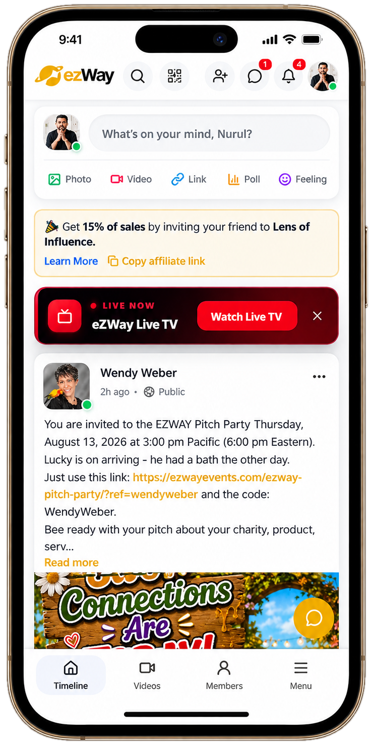 eZWay Connect app shown on a smartphone